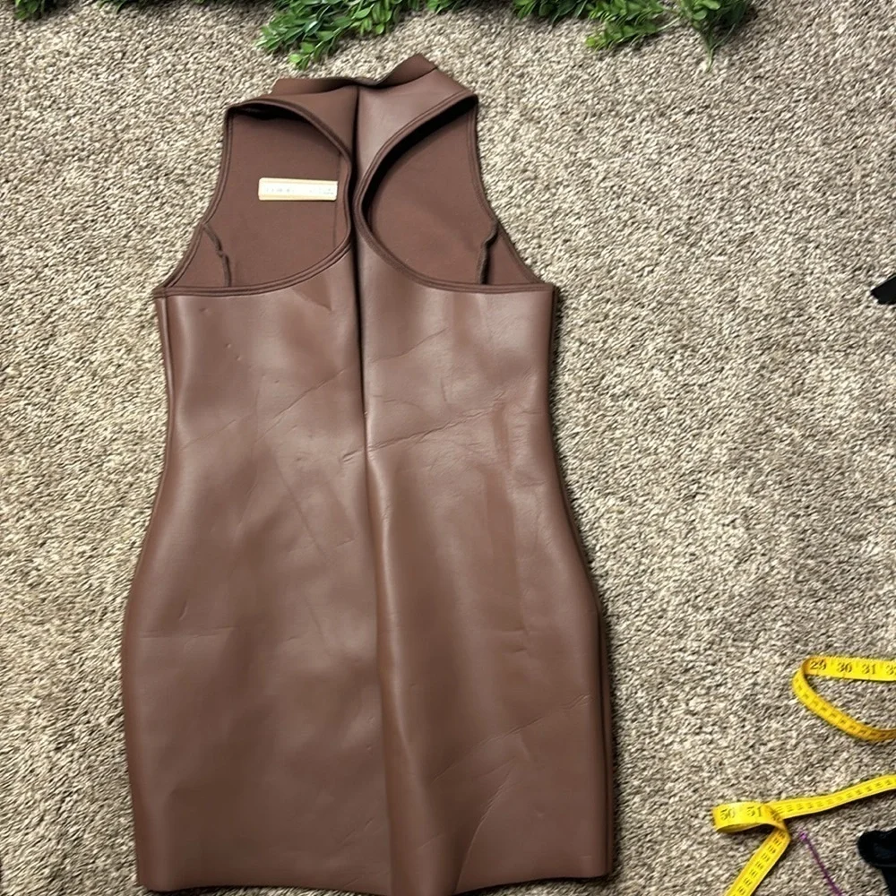 NWT Skims Mock Neck Rubberized Scuba Swim Tank Dress Sz XL cocoa